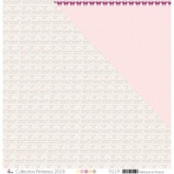 Papier imprimé Scrapbooking Carterie - "Tickets rose dragée & taupe sur fond beige"