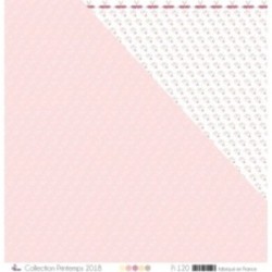 Papier imprimé Scrapbooking Carterie - "Petits coeurs blancs sur fond rose dragée"