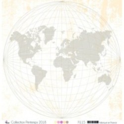 Papier imprimé Scrapbooking Carterie - "Mappemonde taupe sur fond blanc tâcheté" Papier imprimé Scrapbooking Carterie - "Mappemonde taupe sur fond blanc tâcheté"