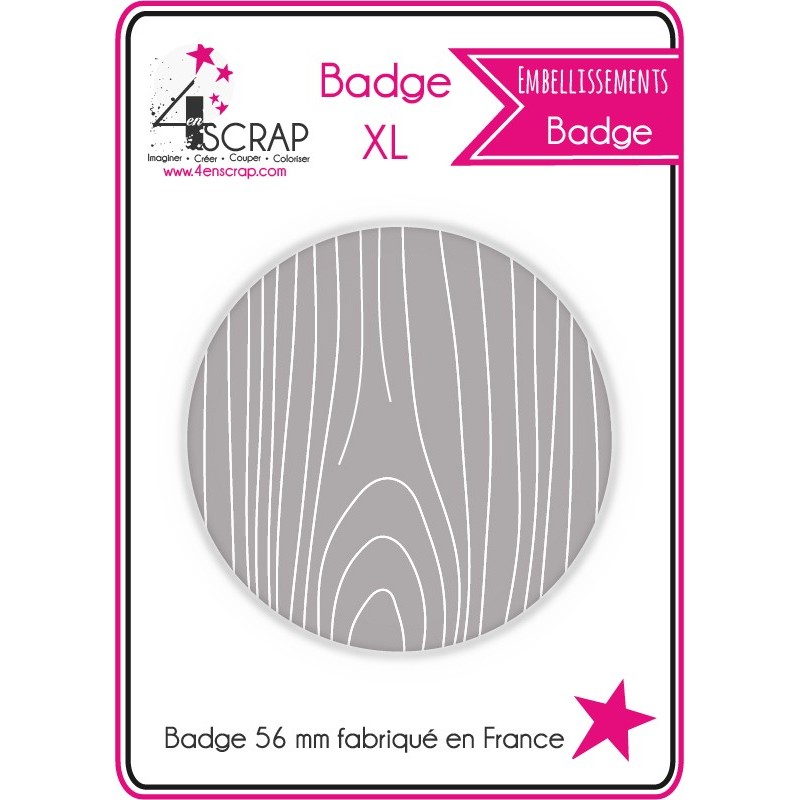 Embellissement Scrapbooking Carterie - Badge "Petit bois blanc sur fond gris foncé" Embellissement Scrapbooking Carterie - Badge "Petit bois blanc sur fond gris foncé"