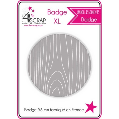 Embellissement Scrapbooking Carterie - Badge "Petit bois blanc sur fond gris foncé"