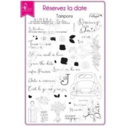 Tampon transparent Scrapbooking Carterie mariage union - Réservez la date Tampon transparent Scrapbooking Carterie mariage union - Réservez la date