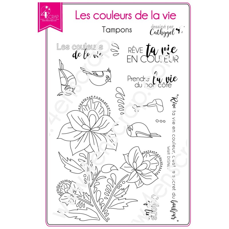 Tampon transparent Scrapbooking Carterie fleur - Les couleurs de la vie