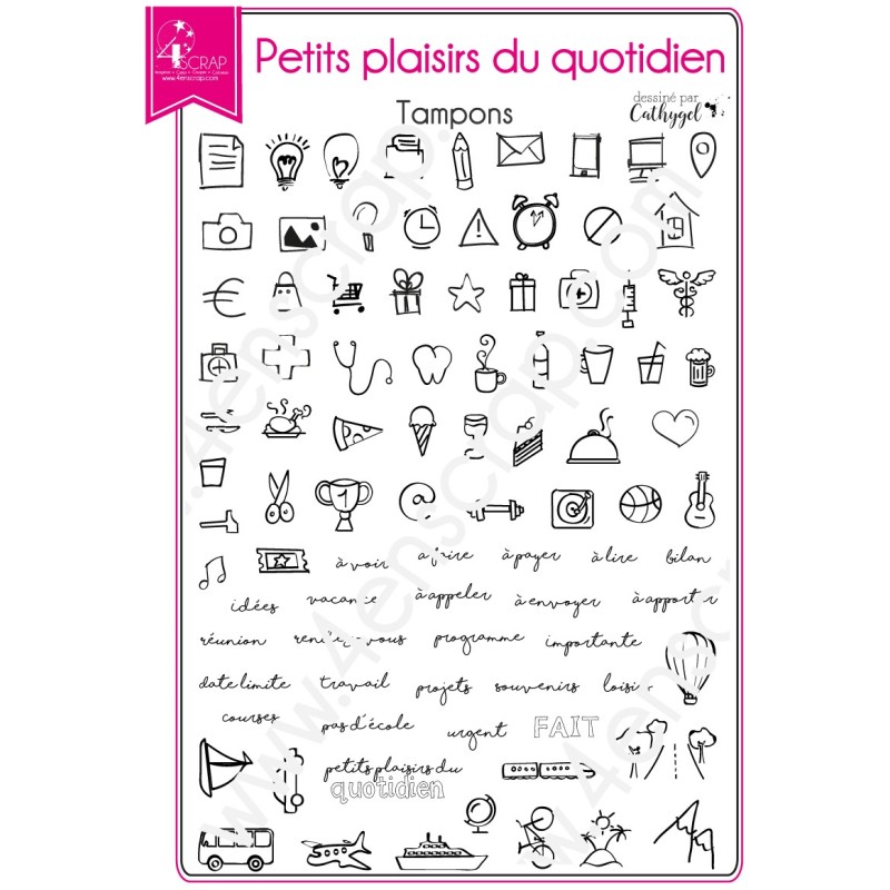 Tampon transparent Scrapbooking Carterie agenda - Petits plaisirs du quotidien Tampon transparent Scrapbooking Carterie agenda - Petits plaisirs du quotidien