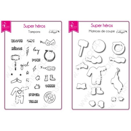 Tampon transparent matrice die Scrapbooking Carterie enfant  - Super Héros