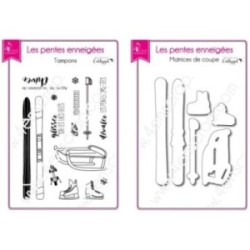 Tampon transparent matrice die Scrapbooking Carterie ski - Les pentes enneigées