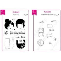 Tampon transparent matrice die Scrapbooking Carterie japon  - Kokeshi