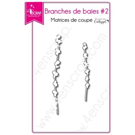 Matrice de coupe Scrapbooking Carterie feuille tige - Branches de baies 2