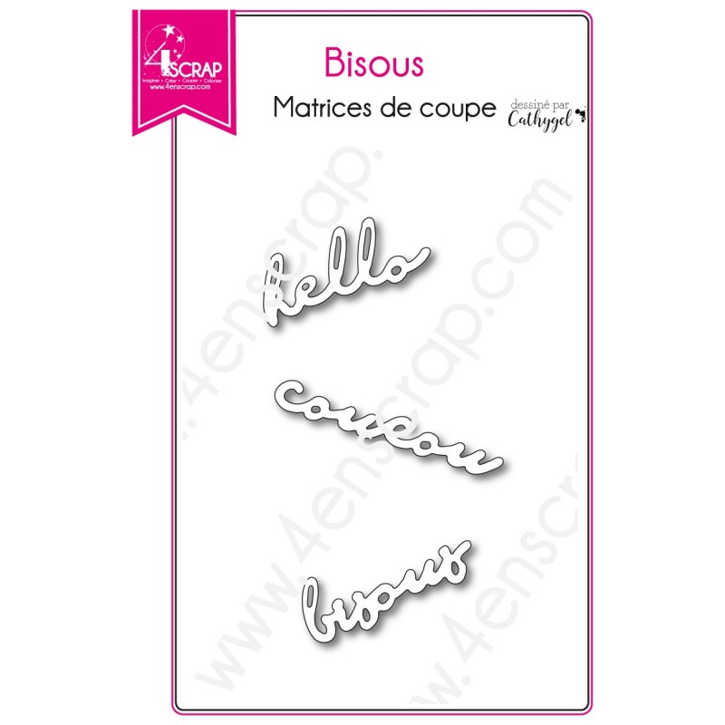 Matrice de coupe Scrapbooking Carterie mot hello coucou - Bisous Matrice de coupe Scrapbooking Carterie mot hello coucou - Bisous