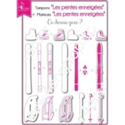 Tampon transparent matrice die Scrapbooking Carterie ski - Les pentes enneigées