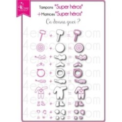 Tampon transparent matrice die Scrapbooking Carterie enfant  - Super Héros