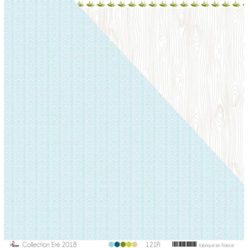 Papier imprimé Scrapbooking Carterie - "Vagues blanches sur fond bleu glacier" Papier imprimé Scrapbooking Carterie - "Vagues blanches sur fond bleu glacier"