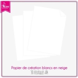 Papier Uni Scrapbooking Carterie - Blancs en neige 30f A4