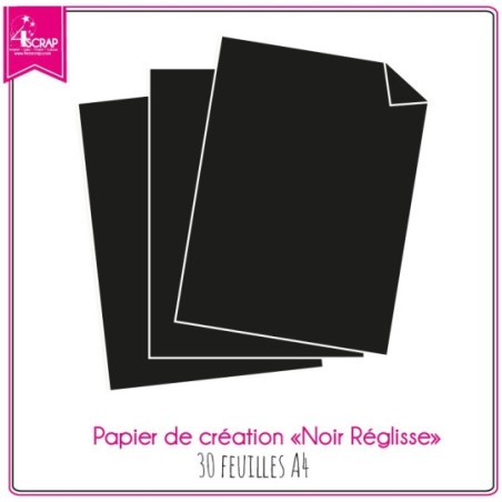 Papier Uni Scrapbooking Carterie - Noir réglisse 30f A4