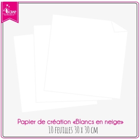 Pack Papier Uni Scrapbooking Carterie - Blancs en Neige 10f 30 cm x 30 cm