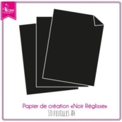 Papier Uni Scrapbooking Carterie - Noir réglisse 10f A4