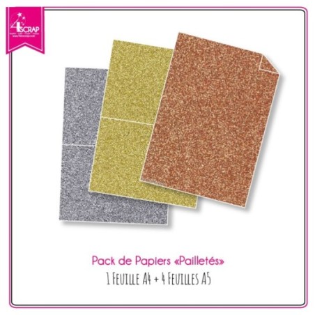 Pack Papier Uni Scrapbooking Carterie -  pailleté