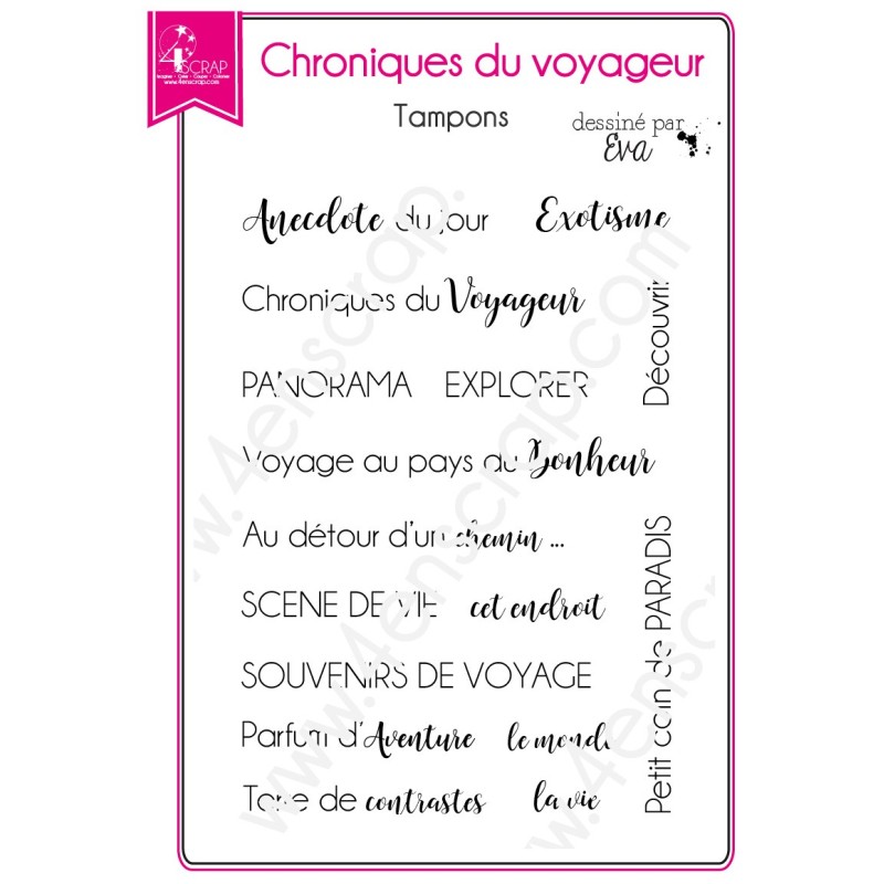 Tampon transparent Scrapbooking Carterie voyage texte - Chroniques du voyageur Tampon transparent Scrapbooking Carterie voyage texte - Chroniques du voyageur