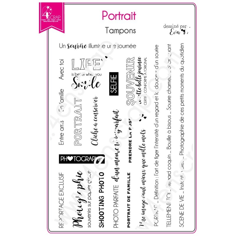 Tampon transparent Scrapbooking Carterie texte photo - Portrait Tampon transparent Scrapbooking Carterie texte photo - Portrait