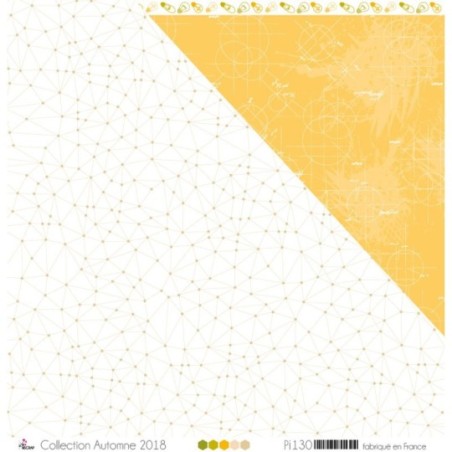 Papier imprimé Scrapbooking Carterie - "Constellations beige & kraft sur fond blanc"