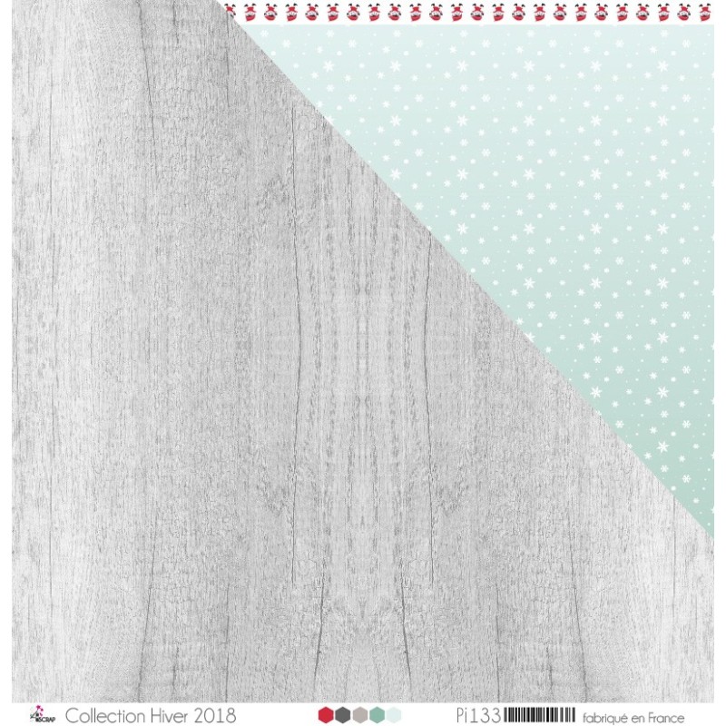 Papier imprimé Scrapbooking Carterie - "Bois gris pâle & anthracite"