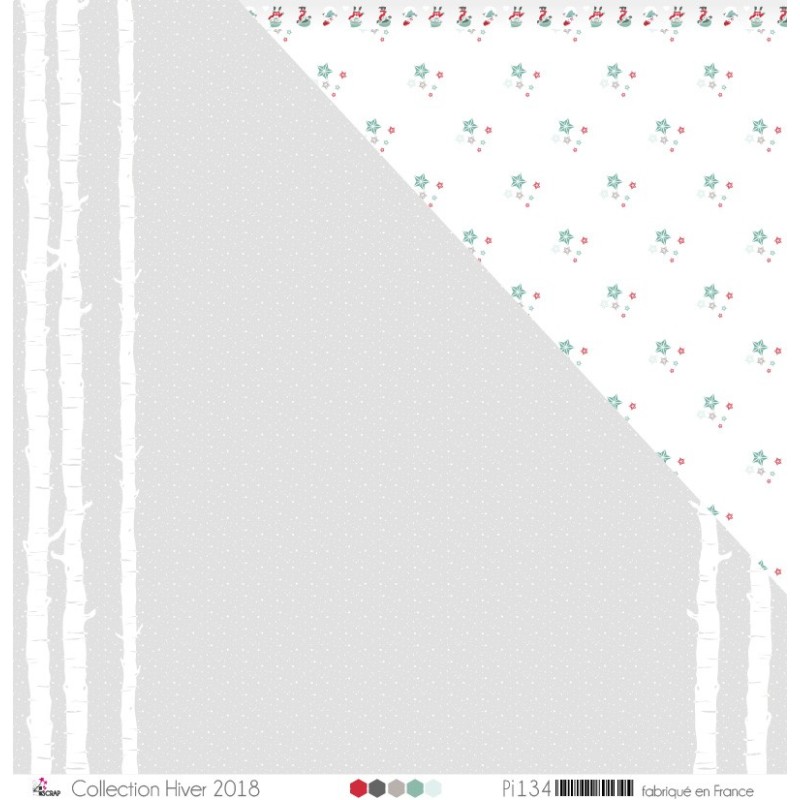 Papier imprimé Scrapbooking Carterie - "Bouleaux & neige blancs sur fond gris pâle" Papier imprimé Scrapbooking Carterie - "Bouleaux & neige blancs sur fond gris pâle"