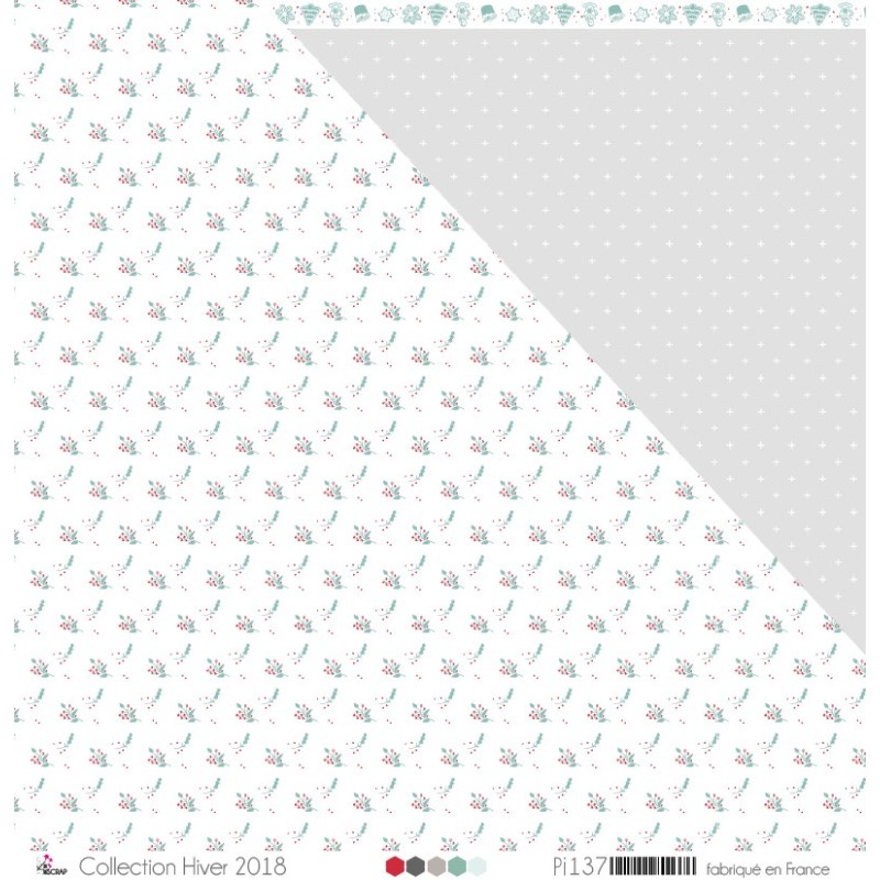 Papier imprimé Scrapbooking Carterie - "Petites branches de baies rouges & vert argile sur fond blanc" Papier imprimé Scrapbooking Carterie - "Petites branches de baies rouges & vert argile sur fond blanc"
