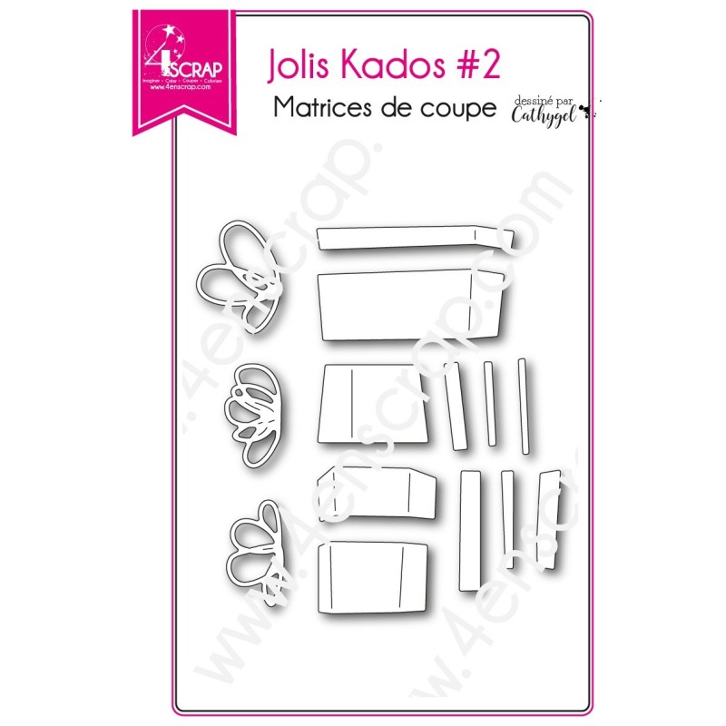 Matrice de coupe Scrapbooking Carterie cadeau paquet noeud - Jolis kados 2 Matrice de coupe Scrapbooking Carterie cadeau paquet noeud - Jolis kados 2