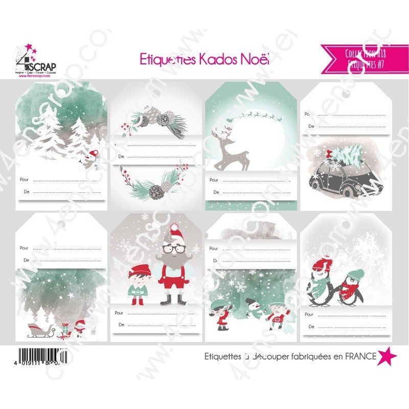 Etiquette à découper Scrapbooking Carterie - Etiquettes Kados Noël Etiquette à découper Scrapbooking Carterie - Etiquettes Kados Noël