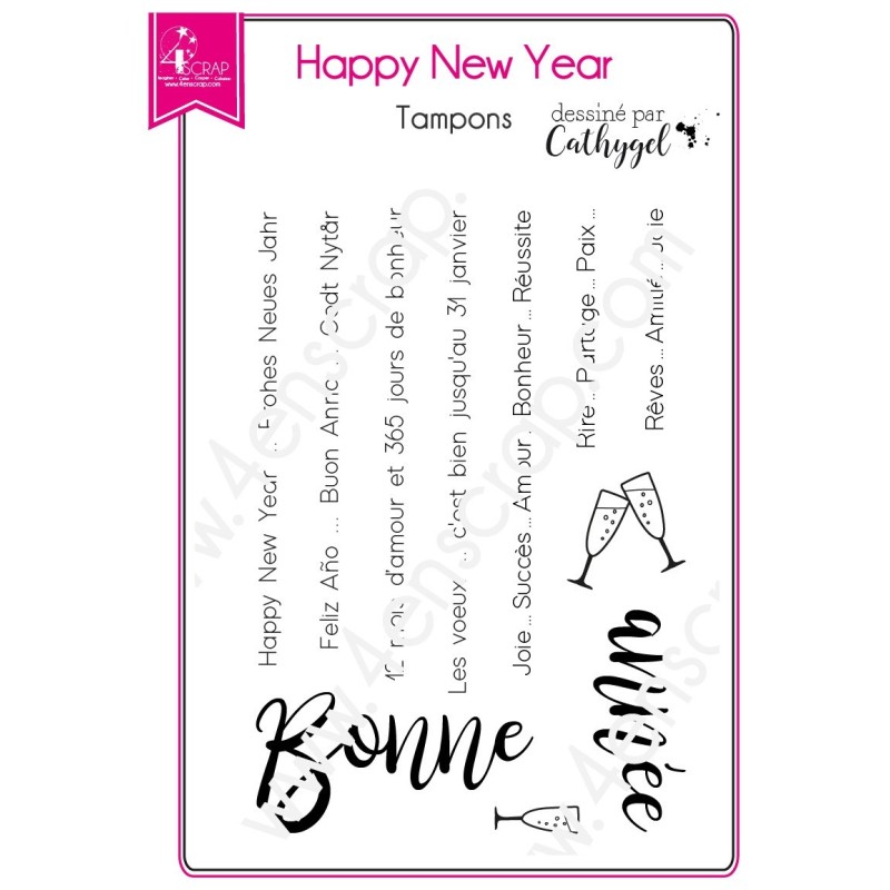 Tampon transparent Scrapbooking Carterie mot bonne année - Happy New Year Tampon transparent Scrapbooking Carterie mot bonne année - Happy New Year