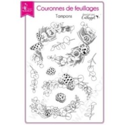 Tampon transparent Scrapbooking Carterie pin branche baie - Couronnes de feuillages