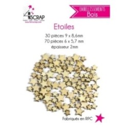 Embellissement Scrapbooking Carterie - Etoiles bois