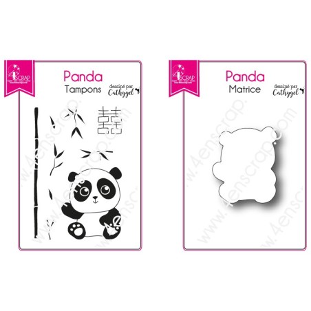 Tampon transparent matrice die Scrapbooking Carterie bambou animal - Bébé Panda