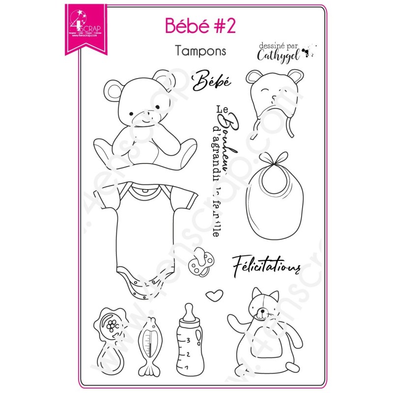 Tampon transparent Scrapbooking Carterie enfant naissance peluche - Bébé 2 Tampon transparent Scrapbooking Carterie enfant naissance peluche - Bébé 2