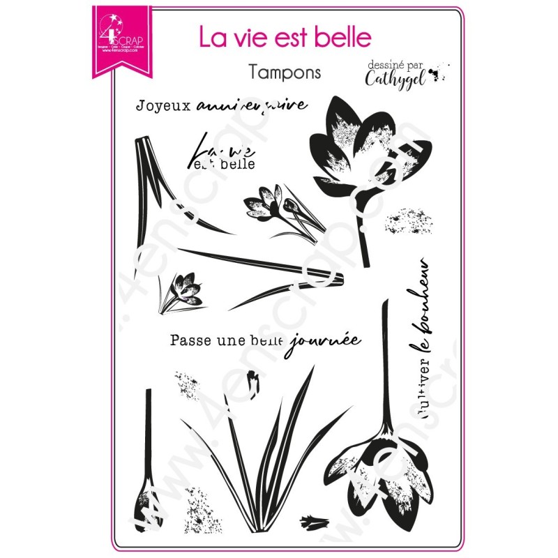 Tampon transparent Scrapbooking Carterie crocus fleur bonheur - La vie est belle Tampon transparent Scrapbooking Carterie crocus fleur bonheur - La vie est belle