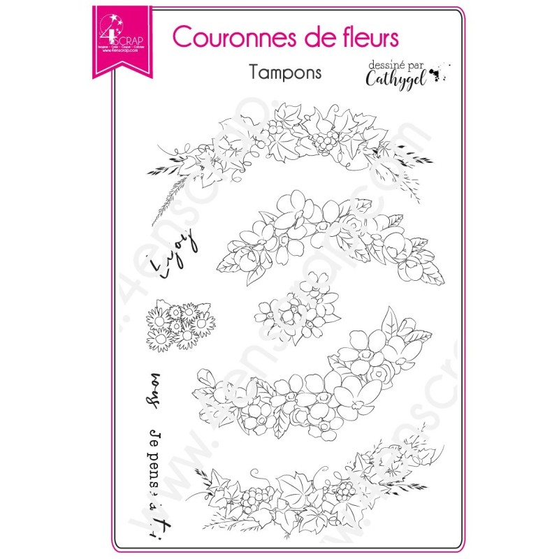 Tampon transparent Scrapbooking Carterie printemps feuille - Couronnes de fleurs Tampon transparent Scrapbooking Carterie printemps feuille - Couronnes de fleurs