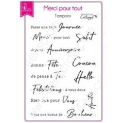 Tampon transparent Scrapbooking Carterie mot texte intemporel - Merci pour tout Tampon transparent Scrapbooking Carterie mot texte intemporel - Merci pour tout