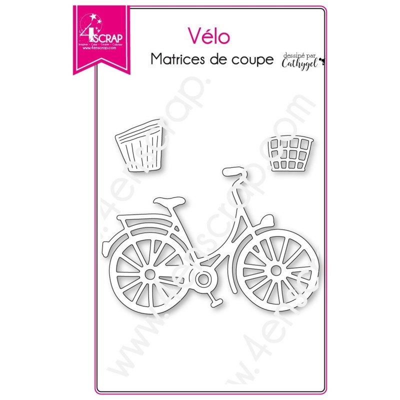 Matrice de coupe Scrapbooking Carterie panier bicyclette transport - Vélo Matrice de coupe Scrapbooking Carterie panier bicyclette transport - Vélo