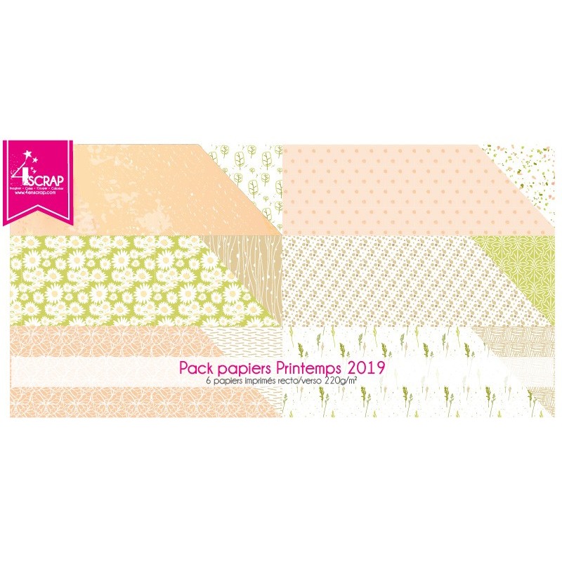 Pack Papier Imprimé Scrapbooking Carterie - Printemps 2019 Pack Papier Imprimé Scrapbooking Carterie - Printemps 2019