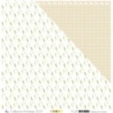 Papier imprimé Scrapbooking Carterie - "Graminées vertes & kraft sur fond blanc"
