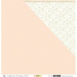 Papier imprimé Scrapbooking Carterie - "Petits pois saumon sur fond saumon"