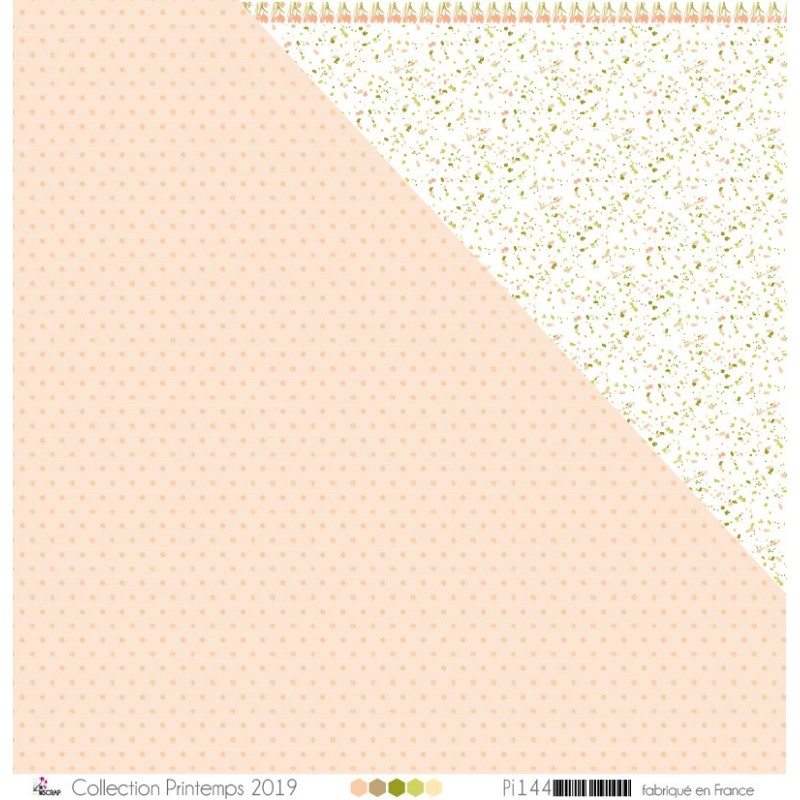 Papier imprimé Scrapbooking Carterie - "Petits pois saumon sur fond saumon" Papier imprimé Scrapbooking Carterie - "Petits pois saumon sur fond saumon"
