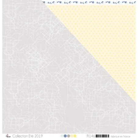 Papier imprimé Scrapbooking Carterie - "Plan de métro blanc sur fond gris"