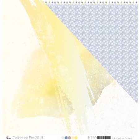 Papier imprimé Scrapbooking Carterie - "Aquarelle jaune & grise sur fond blanc"