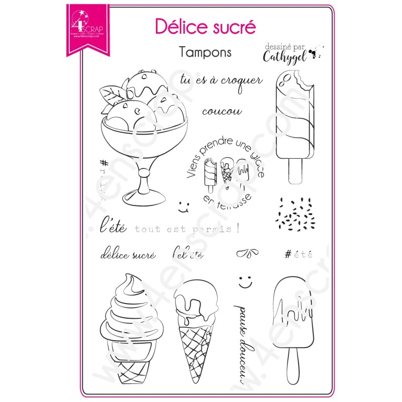 Tampon transparent Scrapbooking Carterie glace dessert été - Délice sucré Tampon transparent Scrapbooking Carterie glace dessert été - Délice sucré