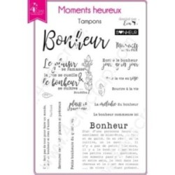 Tampon transparent Scrapbooking Carterie bonheur plaisir instant - Moments heureux Tampon transparent Scrapbooking Carterie bonheur plaisir instant - Moments heureux