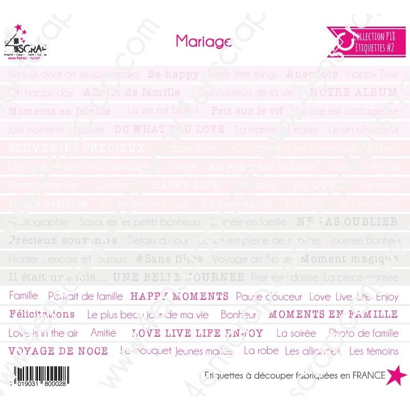 Etiquette à découper Scrapbooking Carterie - Mariage Etiquette à découper Scrapbooking Carterie - Mariage