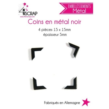 Embellissement Scrapbooking Carterie - Coins en métal noir