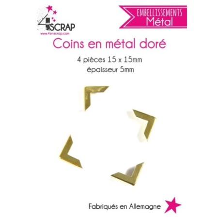 Embellissement Scrapbooking Carterie - Coins en métal doré