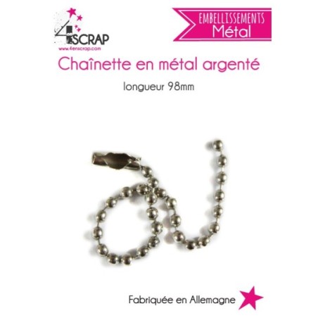 Embellissement Scrapbooking Carterie - Chaînette en métal argenté